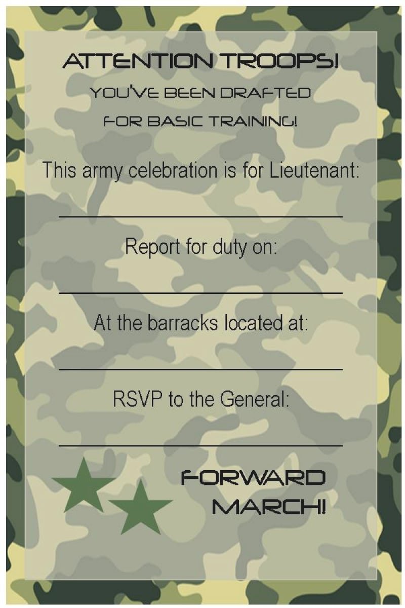 Free Army Birthday Party Invitation Template â Orderecigsjuice Info